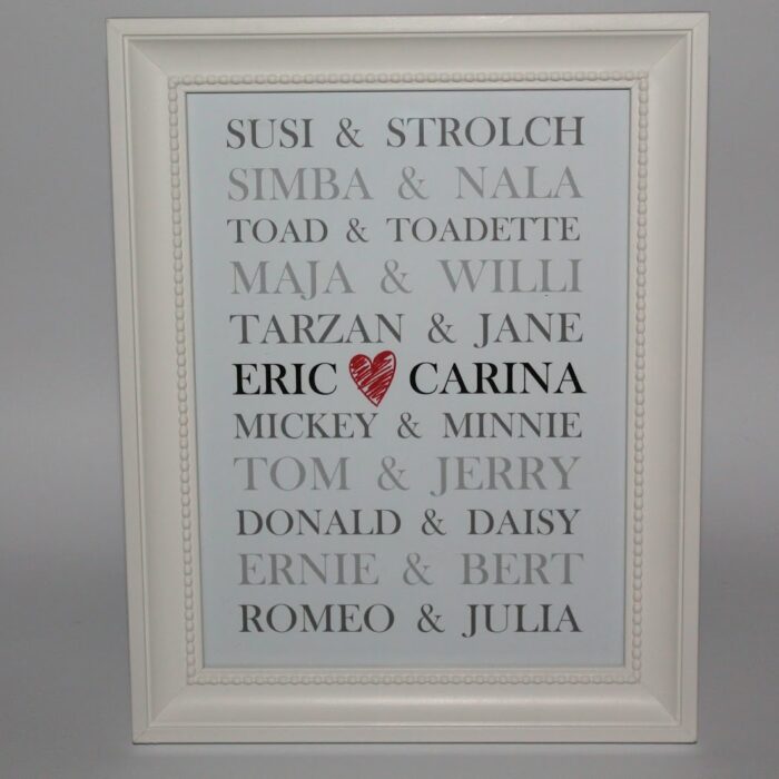 DIY Bilderrahmen Liebespaare schnell und einfach selber machen - super Geschenkidee