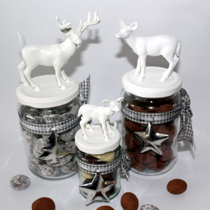 DIY Weihnachtsgläser / Vorratsgläser mit Hirschen und Rehen einfach selber machen
