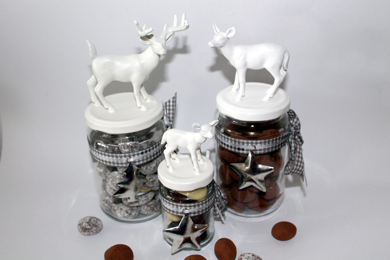 DIY Weihnachtsgläser / Vorratsgläser mit Hirschen und Rehen einfach selber machen