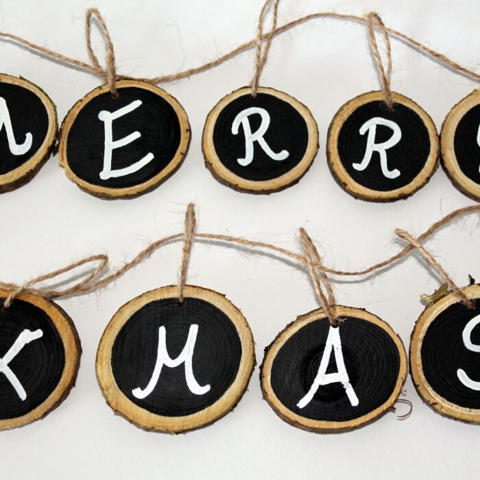 DIY Astscheiben Merry X-Mas Kette ganz einfach selber machen