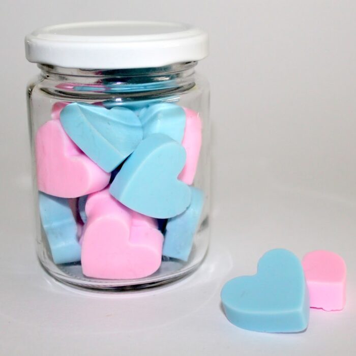 DIY Seifenherzen rosa und blau