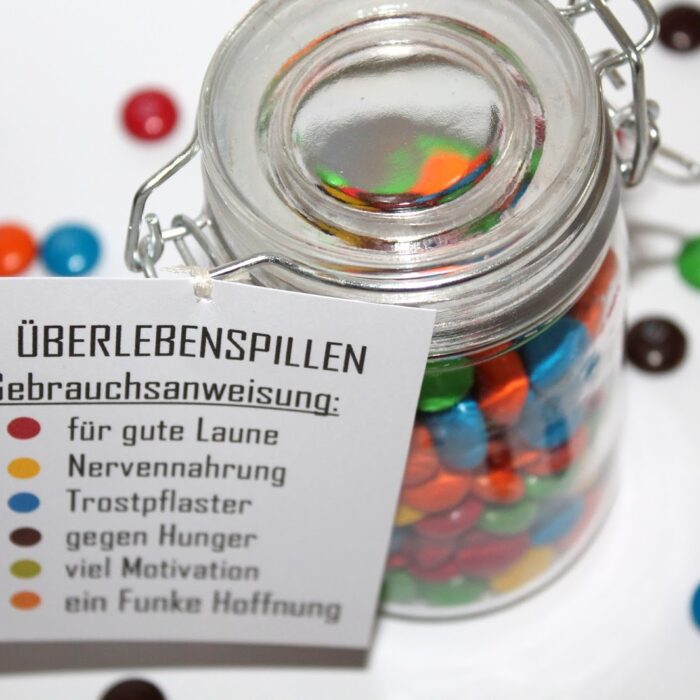 Die perfekte Geschenkidee zu jedem Anlass: DIY Einmachglas Überlebenspillen + {mit gratis Printable}