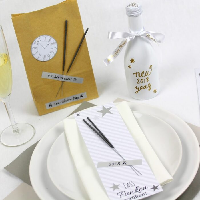 DIY 3 schnelle und einfache Bastelideen für Silvester: Silvester To Go, Countdownbag und Wunderkerzen {mit gratis Printable}