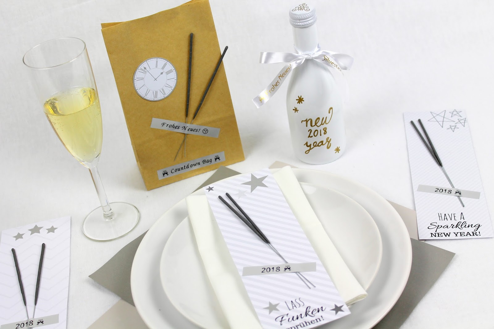 DIY 3 schnelle und einfache Bastelideen für Silvester: Silvester To Go, Countdownbag und Wunderkerzen {mit gratis Printable}