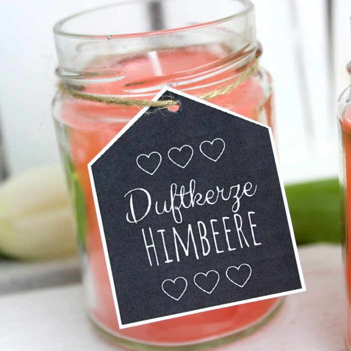 DIY Himbeerkerzen in Konfitürengläsern selber machen - süße Deko