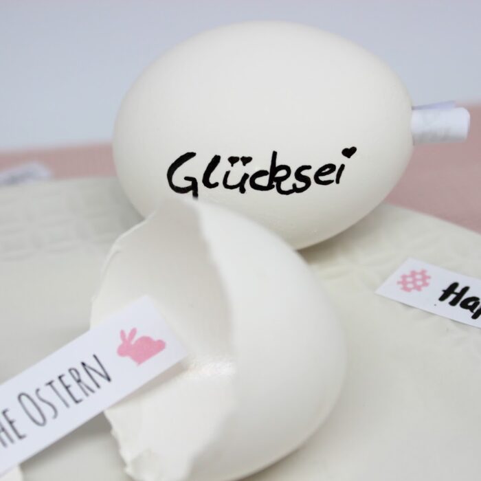 DIY Glücksei mit individuellen Nachrichten ganz einfach selber machen + kostenlose Vorlage