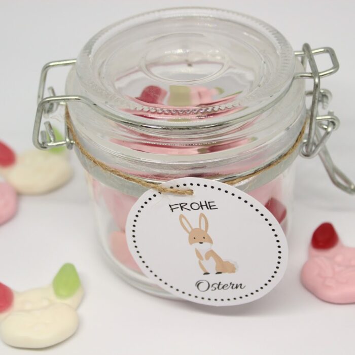 DIY Ostergeschenk im Glas mit süßen Hasen + kostenlose Vorlage