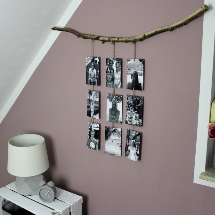 DIY origineller Bilderrahmen ganz einfach selber machen - Fotos an einem Ast