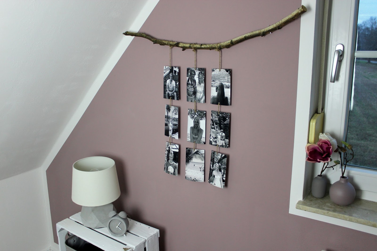 DIY origineller Bilderrahmen ganz einfach selber machen - Fotos an einem Ast