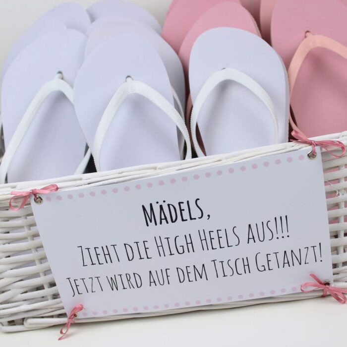 DIY Gastgeschenk Flip Flop Korb - Zieht die High Heels aus, es wird getanzt + kostenlose Vorlage