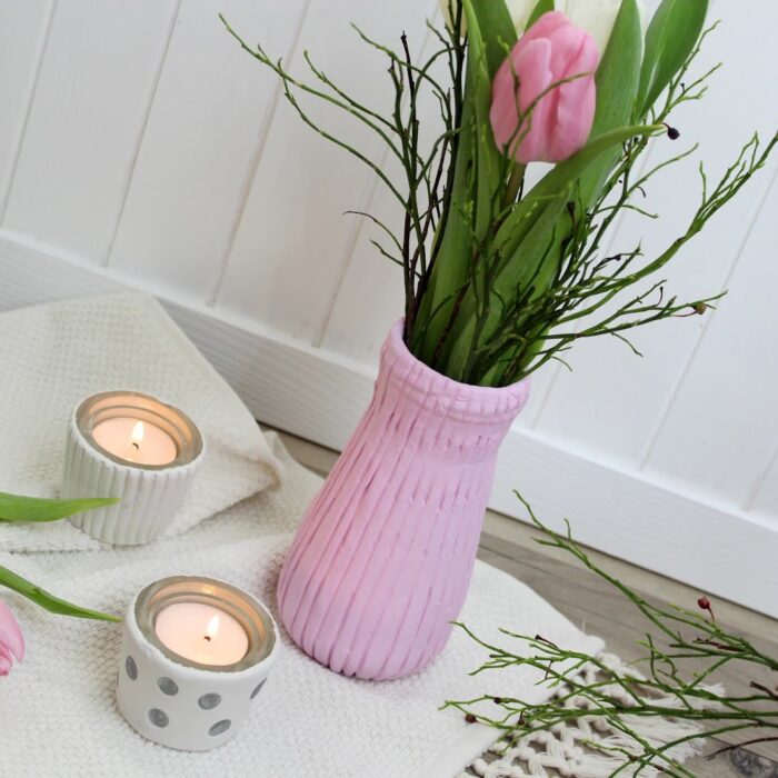 Vase, Teelicht aus Modelliermasse