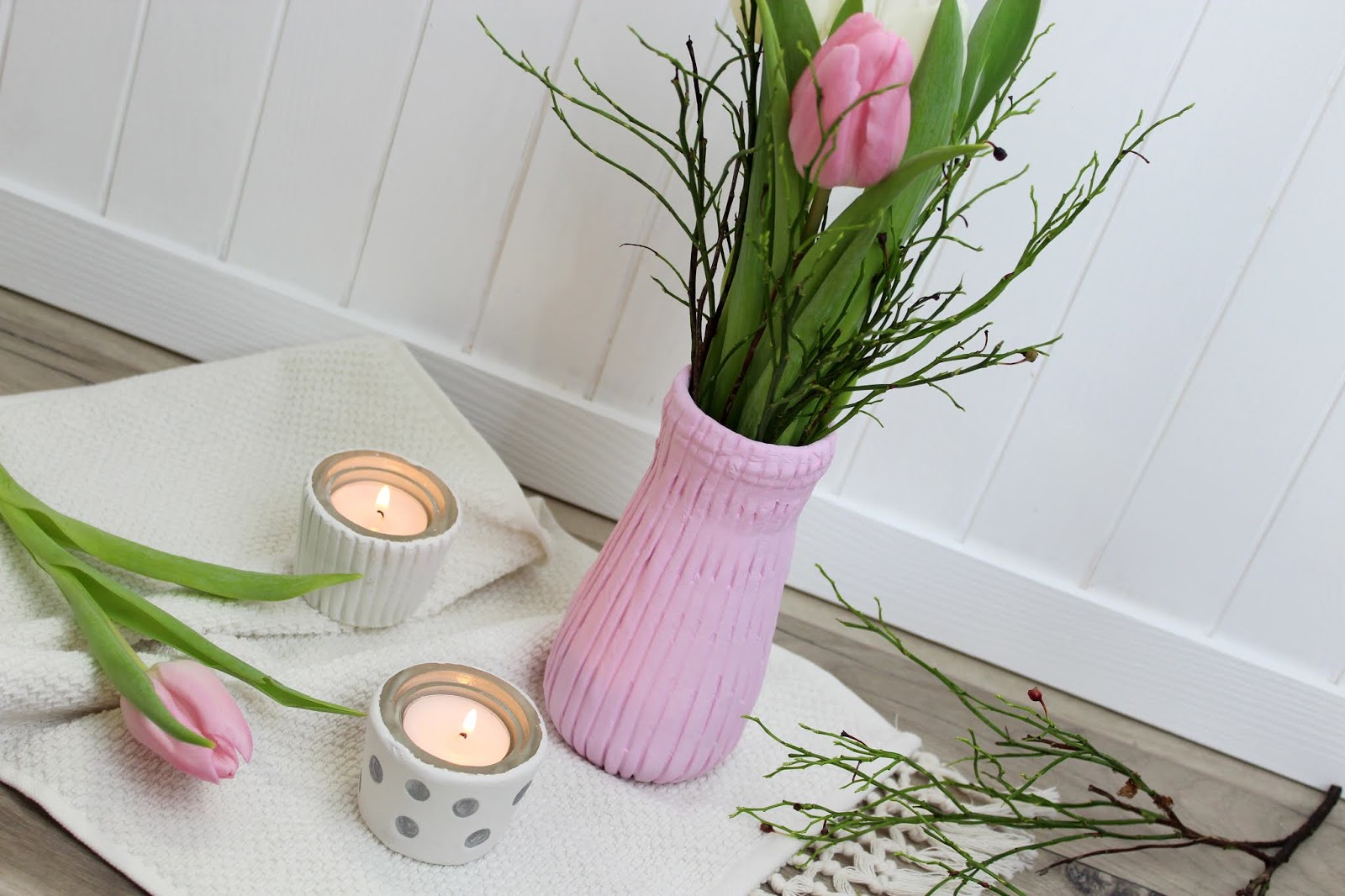 Vase, Teelicht aus Modelliermasse