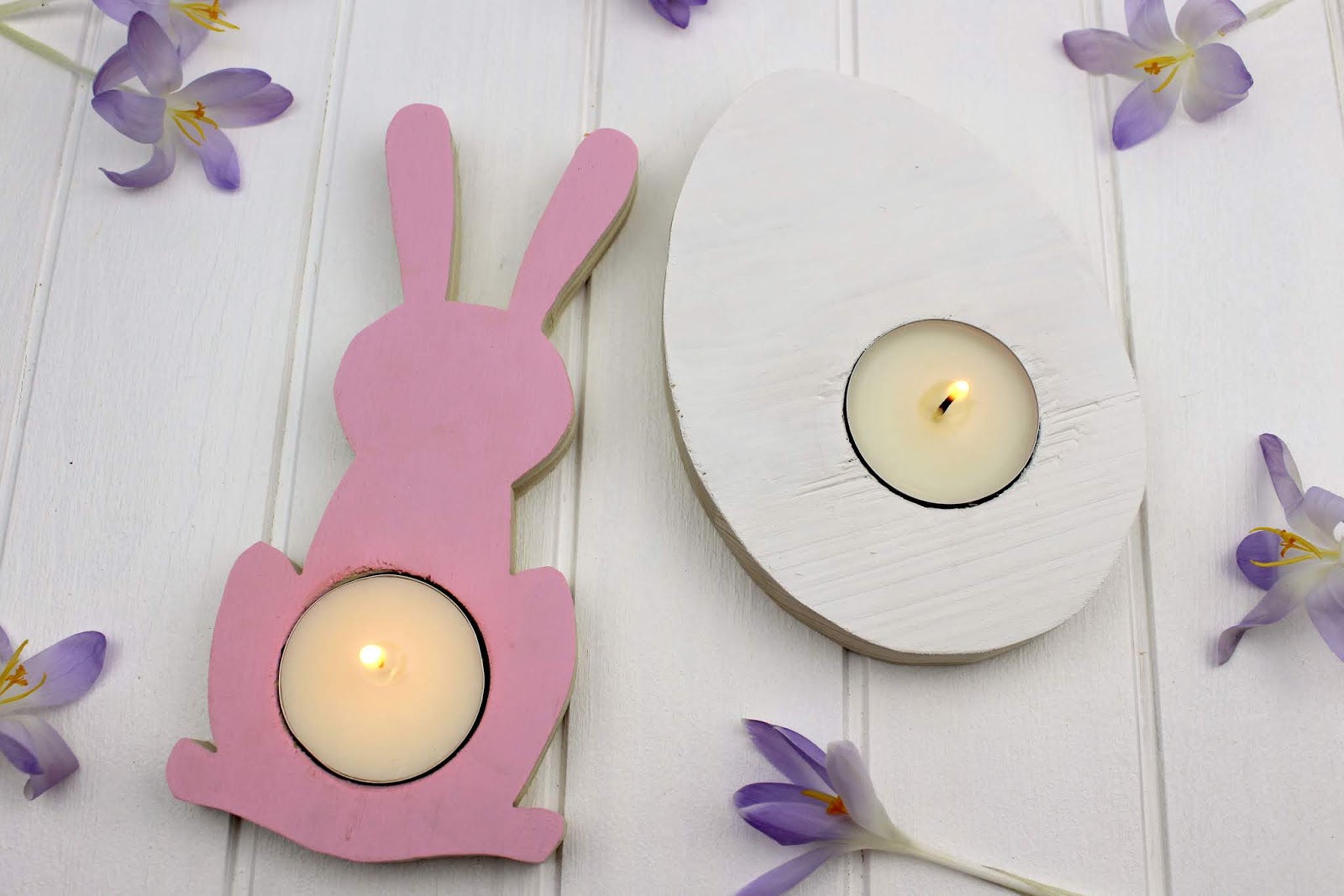 Osterdeko Teelichter Hase und Ei