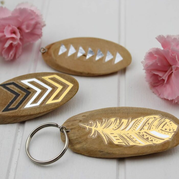 Schlüsselanhänger, Klebetattoo, Holz, Geschenk