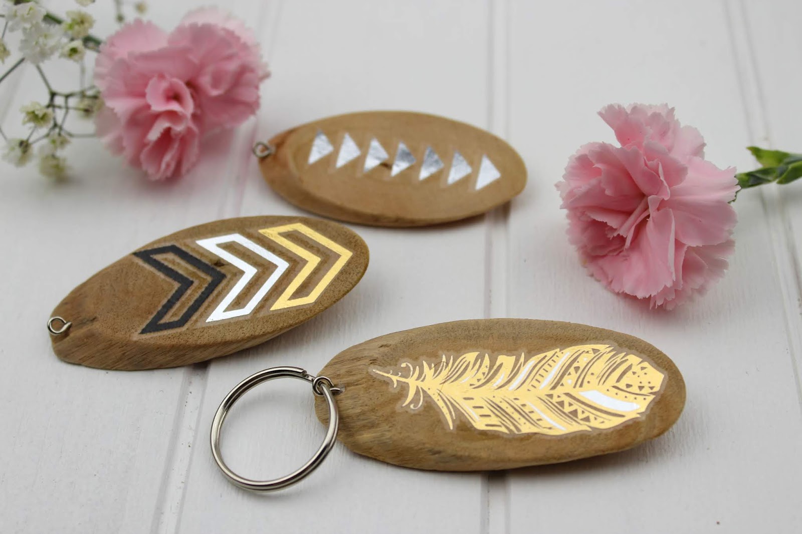 Schlüsselanhänger, Klebetattoo, Holz, Geschenk