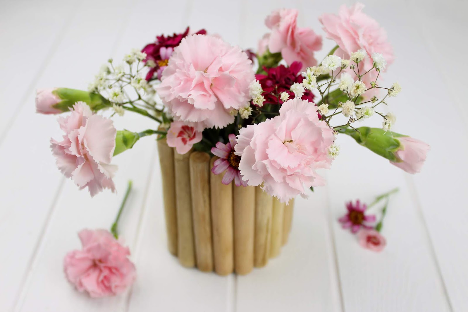 Deko, Vase, Holz, Blumen