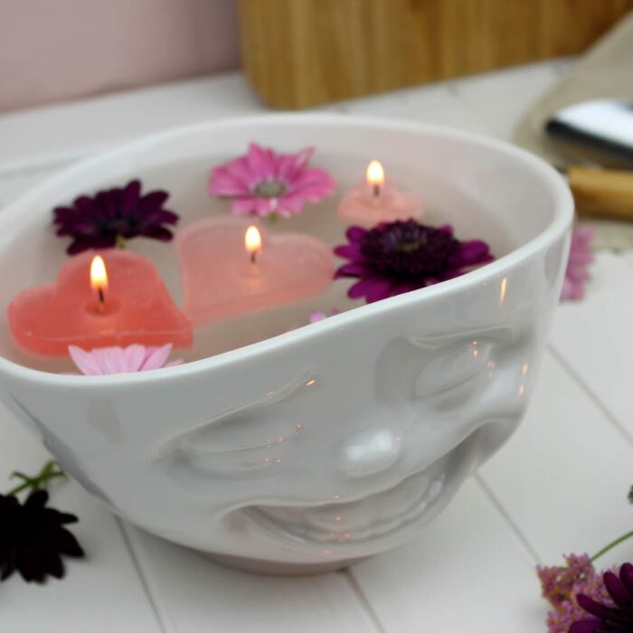 Kerzen, Schwimmkerzen, Blumen, Schüssel