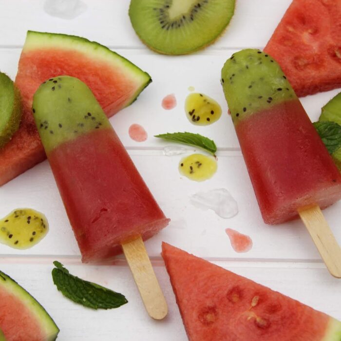 Eis, Stieleis, Wassermelone, Kiwi