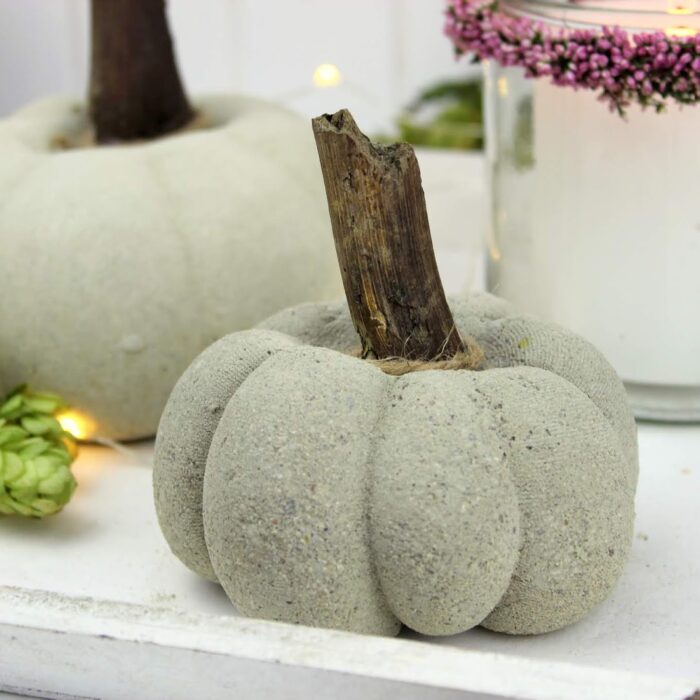 Beton Kürbis, Herbstdeko, Naturmaterialien