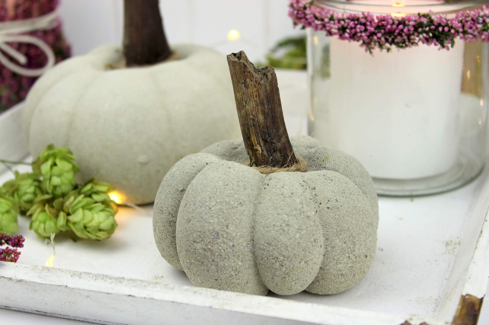 Beton Kürbis, Herbstdeko, Naturmaterialien