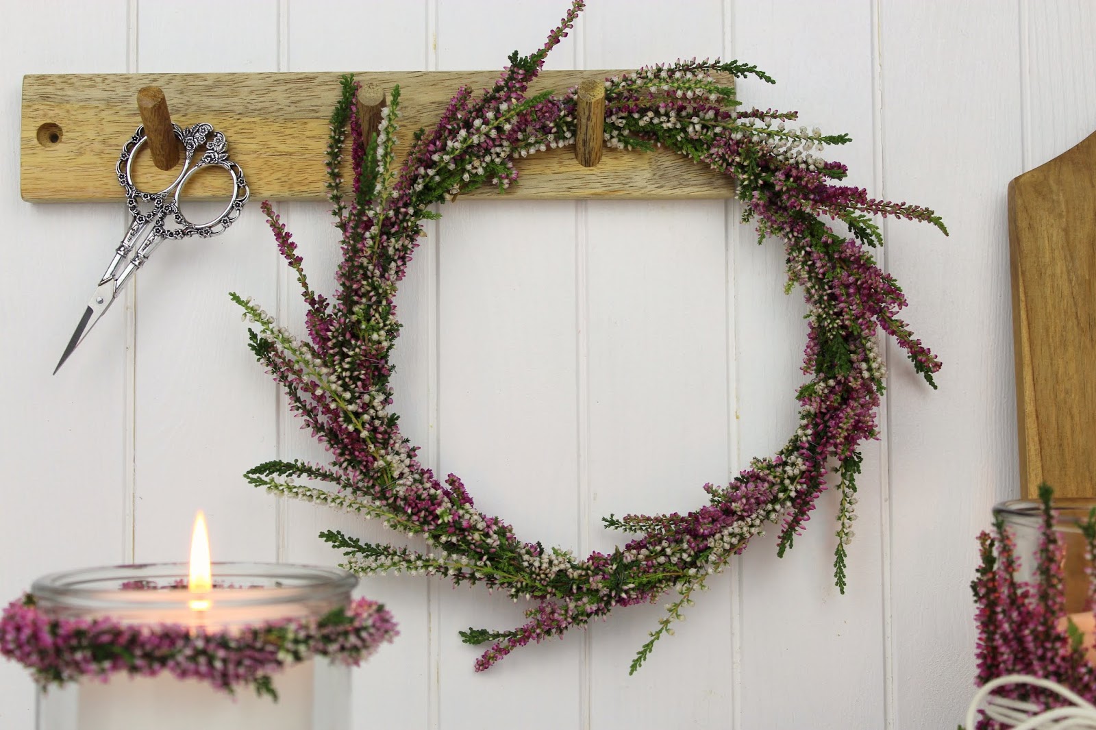 Kranz, Blumenkranz, Heidekraut, Kerze
