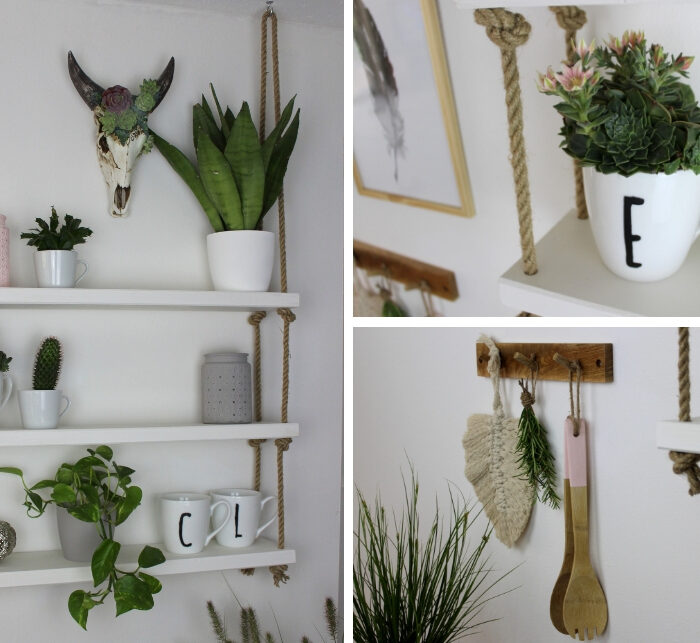 Hängeregal, Deko, Blumen, Pflanzen, Becher