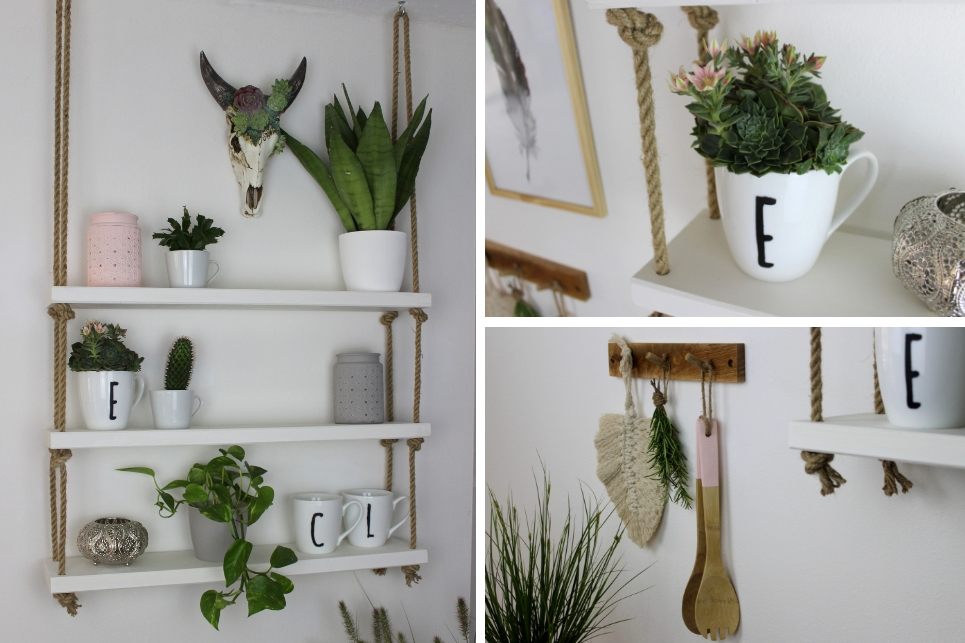 Hängeregal, Deko, Blumen, Pflanzen, Becher