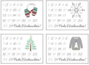 Adventskalender in einer Streichholzschachtel mit Süßigkeiten