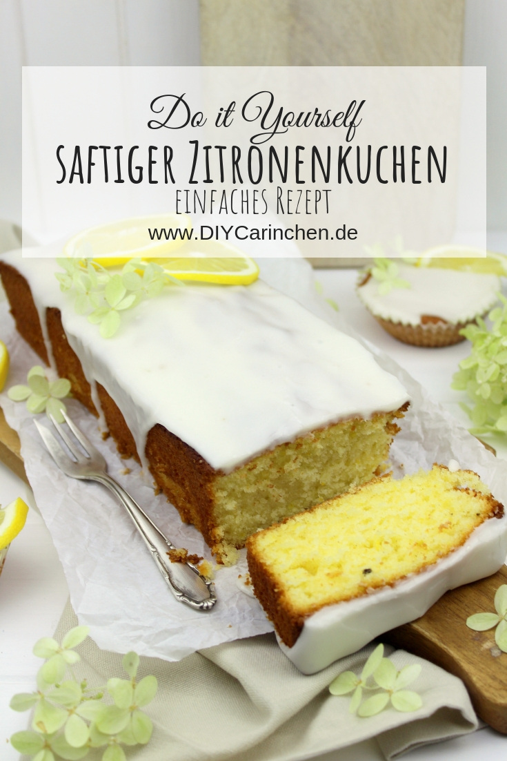 Saftiger Zitronenkuchen mit eine Guss aus Puderzucker und Zitrone