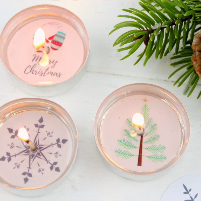 DIY – weihnachtliche Teelichter mit versteckter Botschaft + kostenlose Vorlage