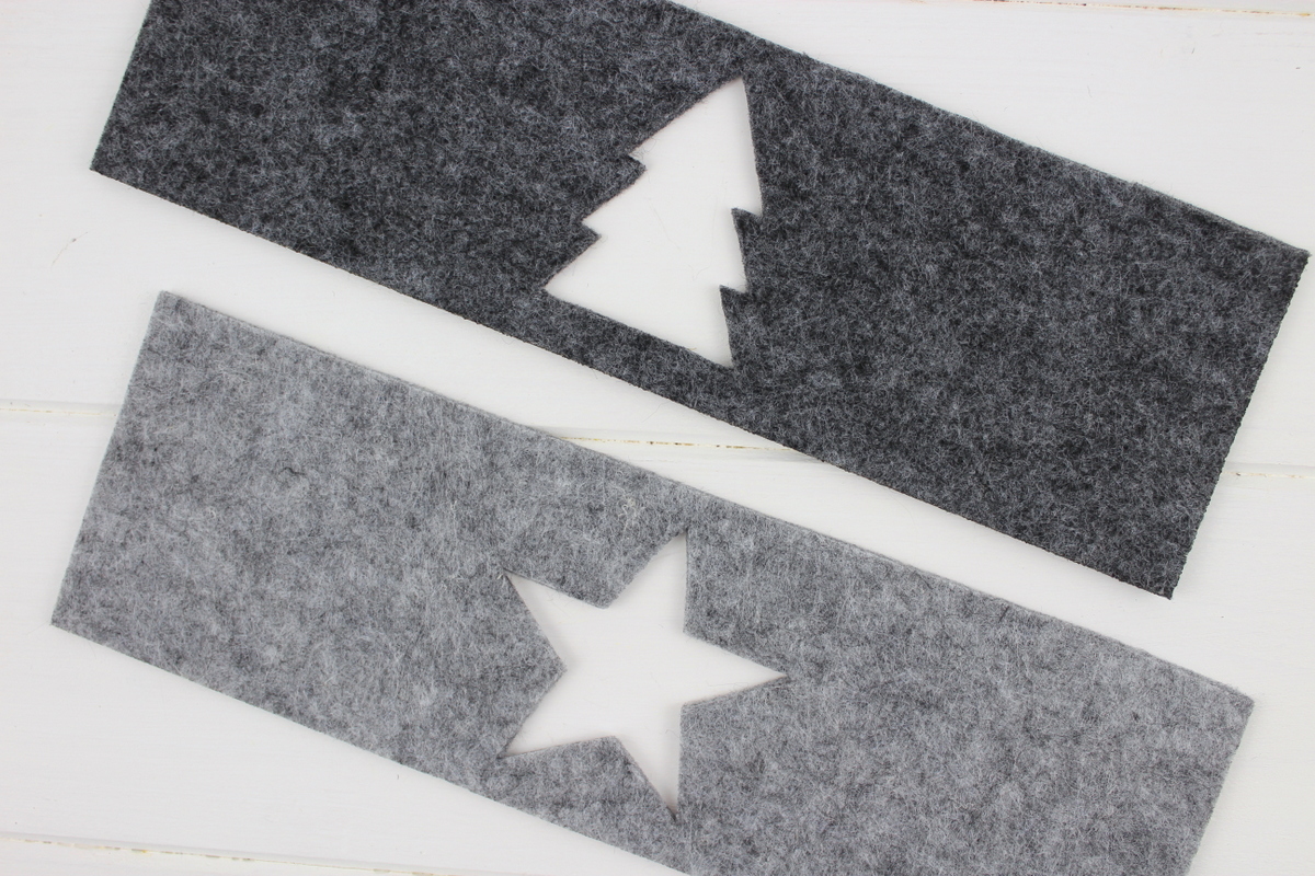 weihnachtliche Windlichter aus Filz und Einmachgläsern