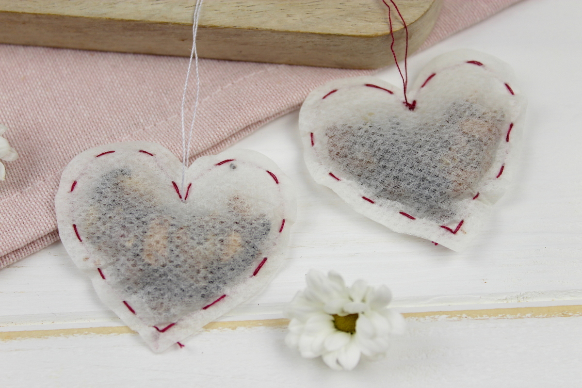 Herz Teebeutel mit Früchtetee einfach selber nähen