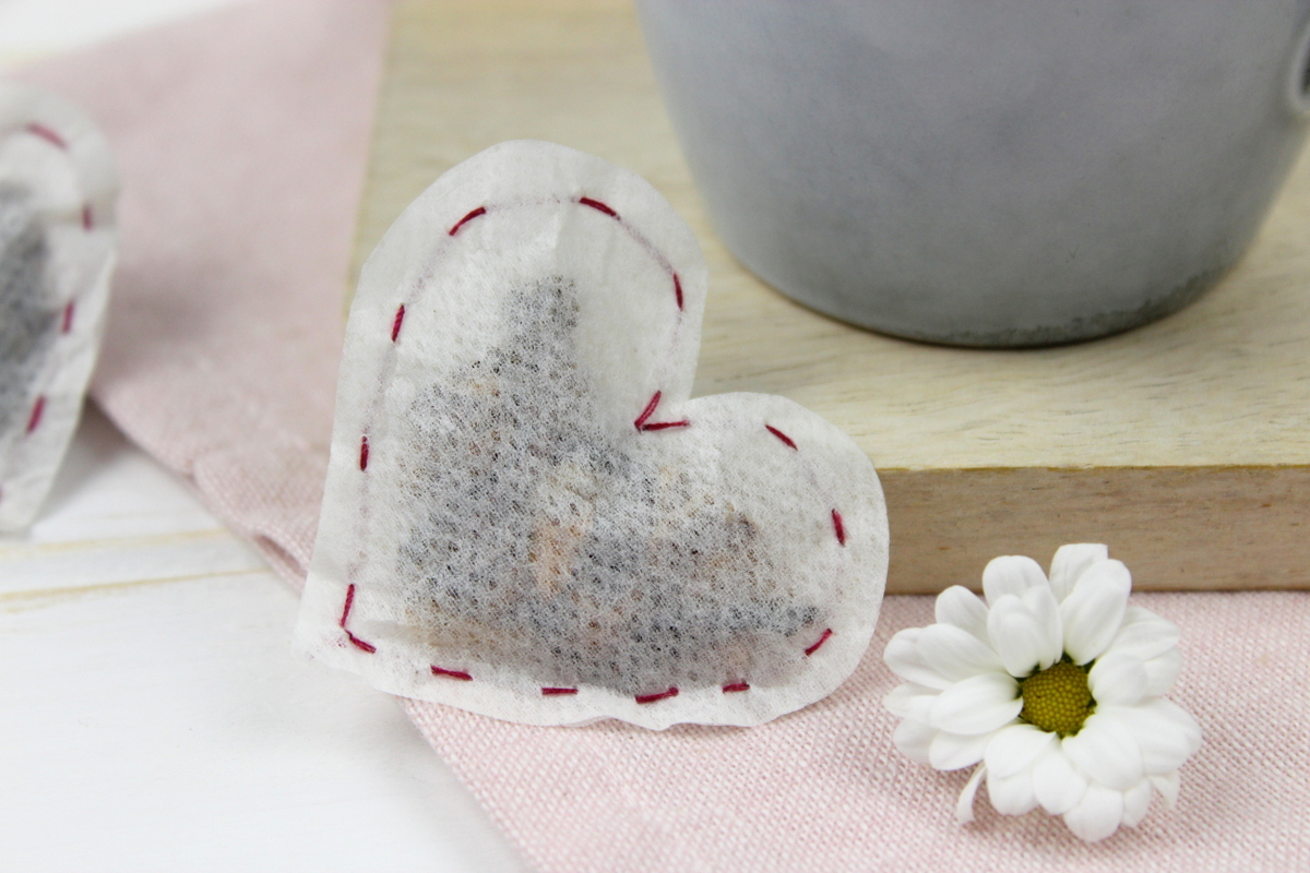 Herz Teebeutel mit Früchtetee einfach selber nähen