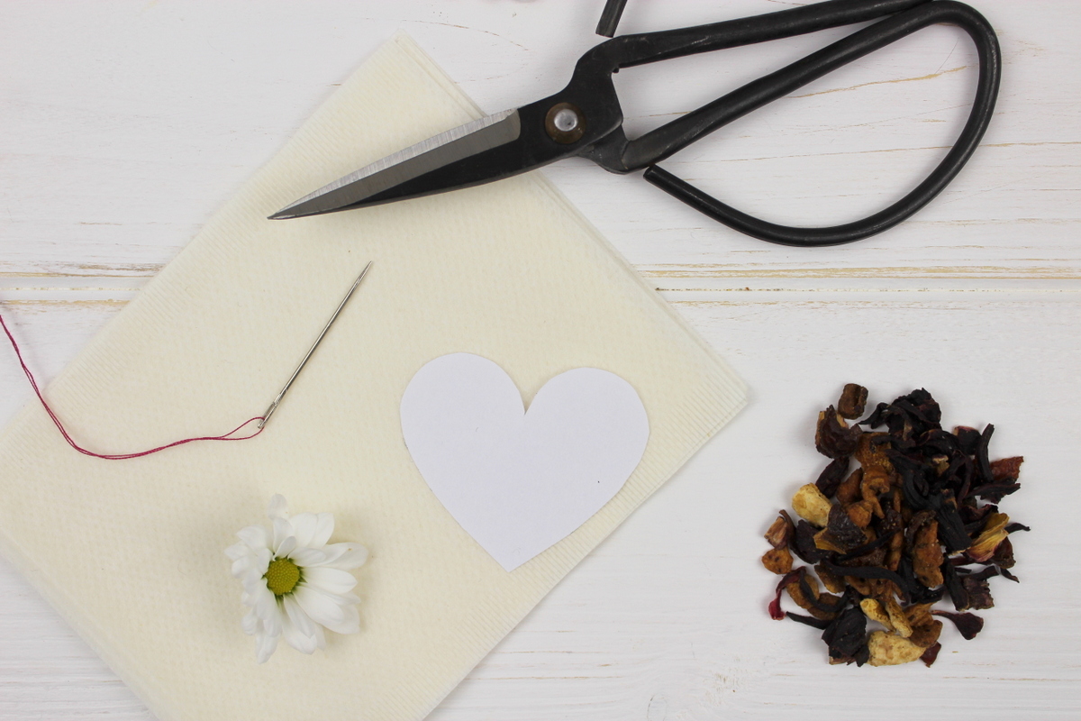 Herz Teebeutel mit Früchtetee einfach selber nähen