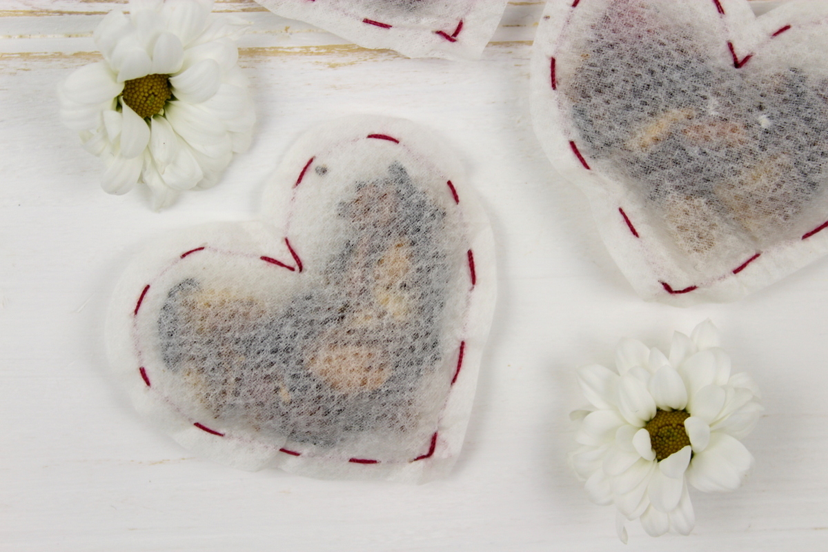 Herz Teebeutel mit Früchtetee einfach selber nähen