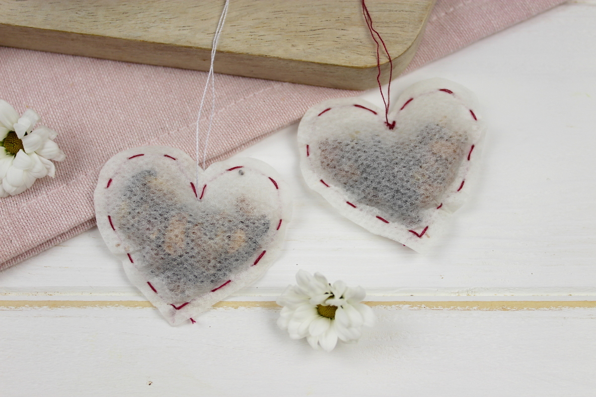 Herz Teebeutel mit Früchtetee einfach selber nähen