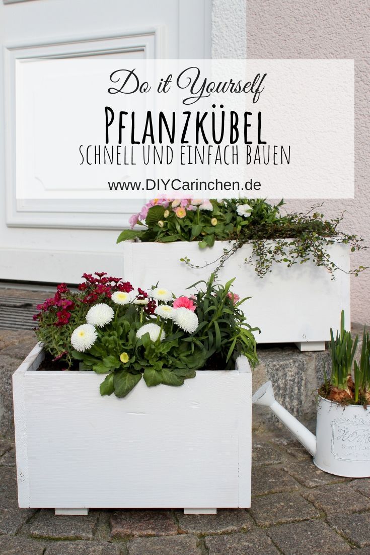 selbstgemachte / selbstgebaute Pflanzkübel aus Holz