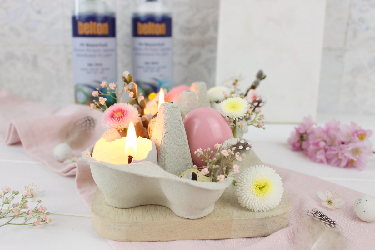 DIY selbstgemachte Osterdeko / Ostereier Kerze / Ostereier Vase und angesprühte Ostereier
