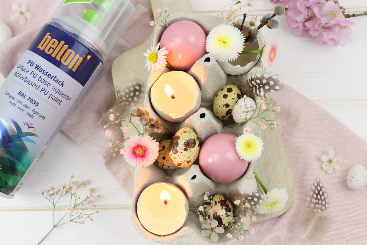 DIY selbstgemachte Osterdeko / Ostereier Kerze / Ostereier Vase und angesprühte Ostereier