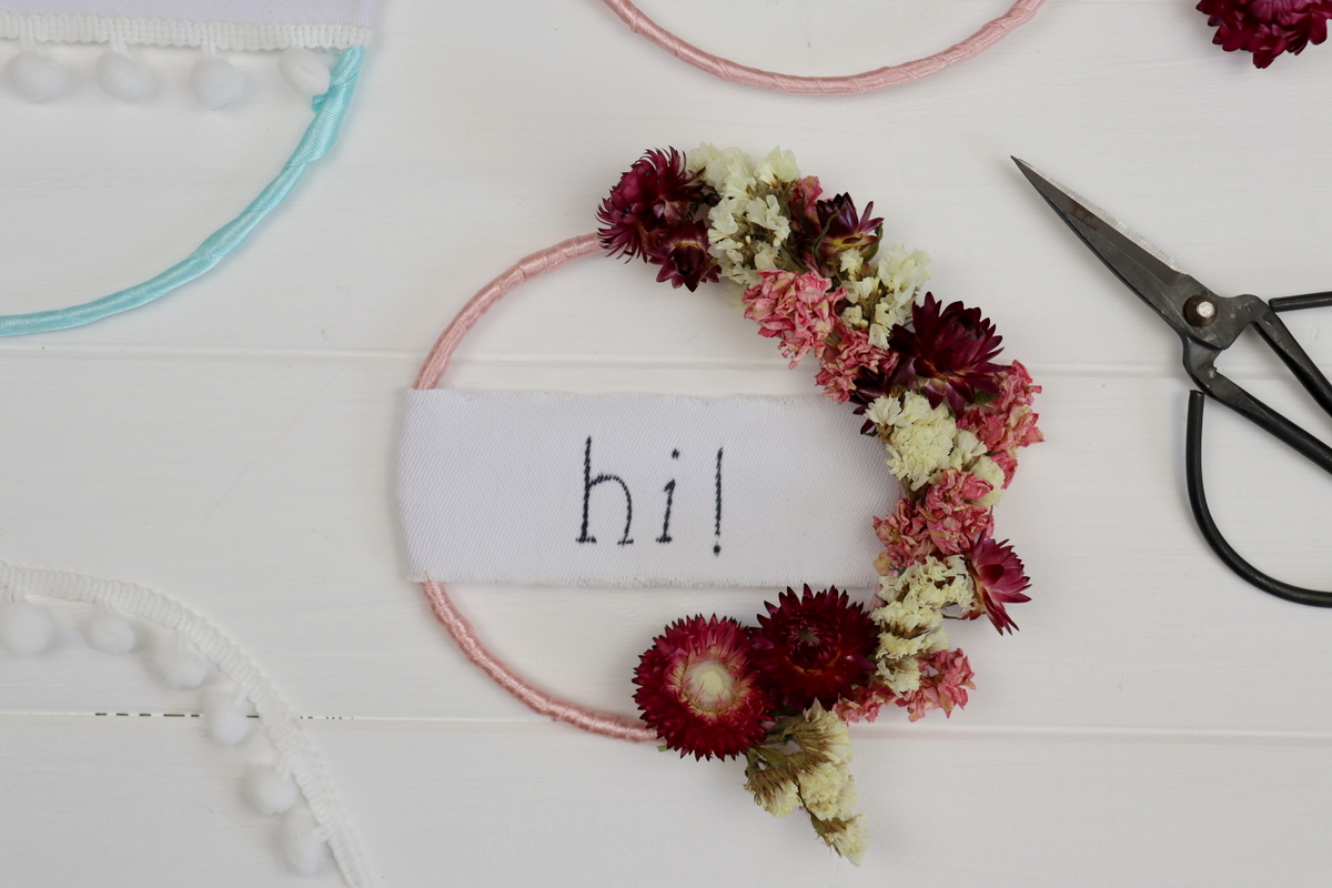 DIY Tüschilder aus Bändern und Drahtringen