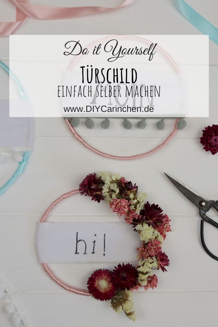 DIY Tüschilder aus Bändern und Drahtringen