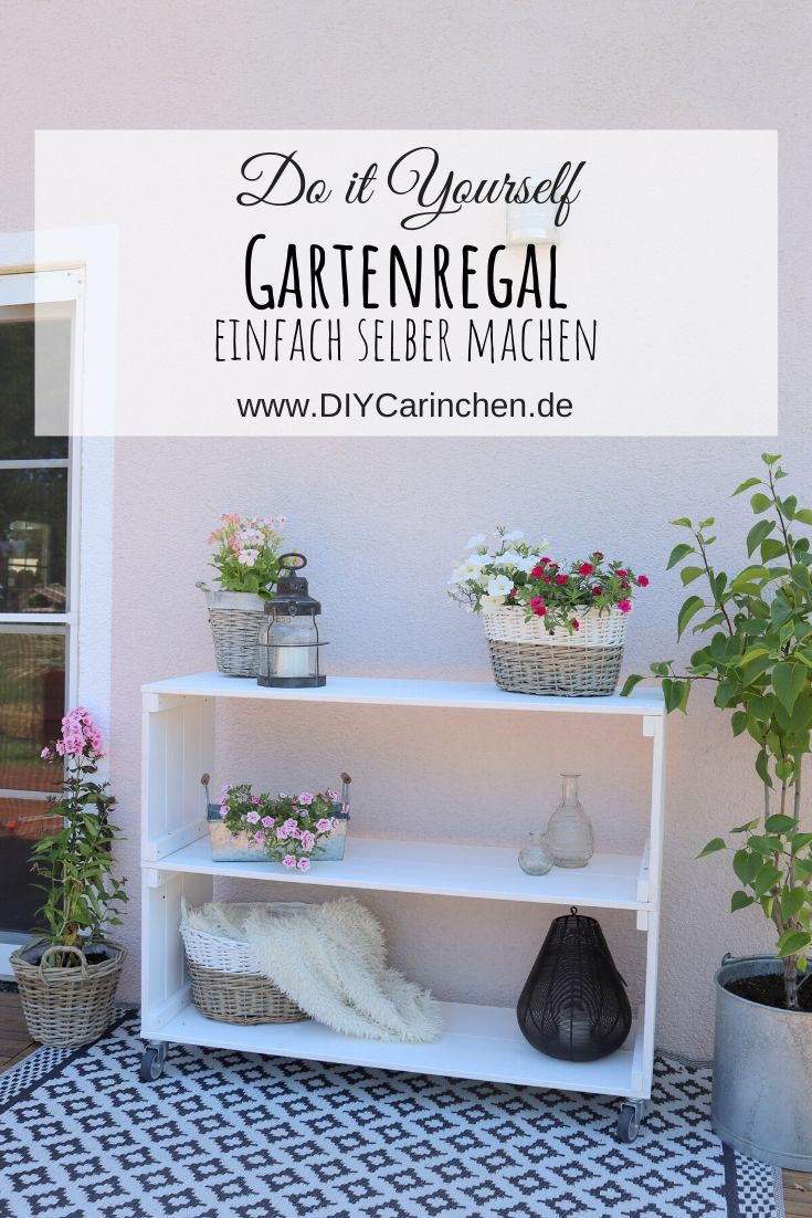 Selbstgebautes Gartenregal aus Holz + Bauplan