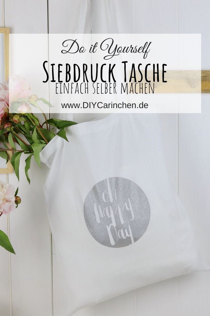 DIY selbstgemachte Siebdrucktasche mit Siebdruckschablone
