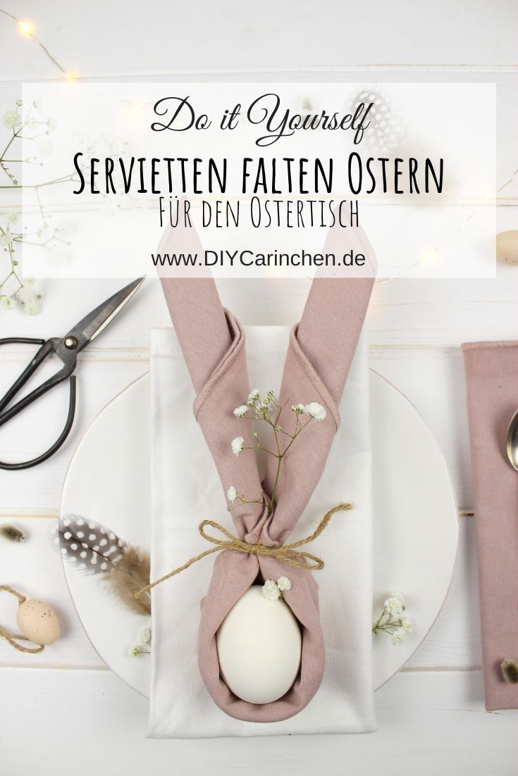 Tischdeko Osterhasen zu Oster, gefaltete Servietten