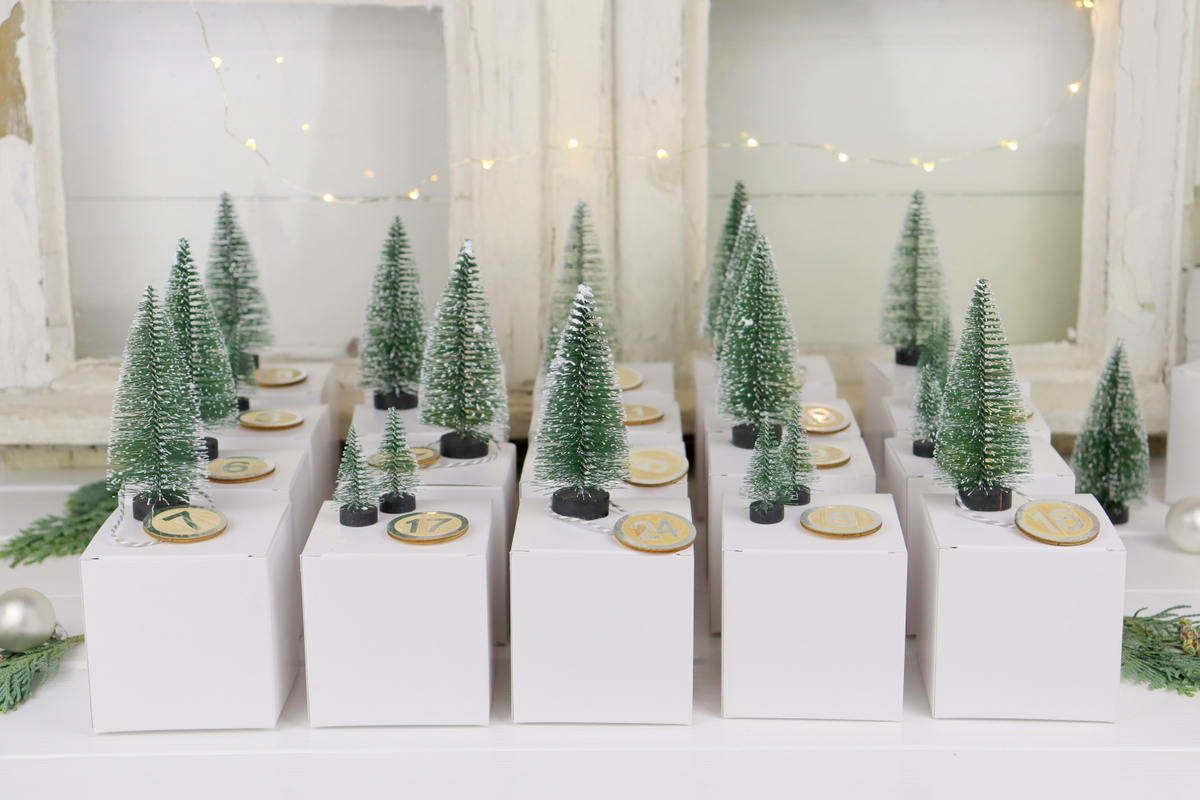 DIY Adventskalender mit Tannenbäumen selber machen