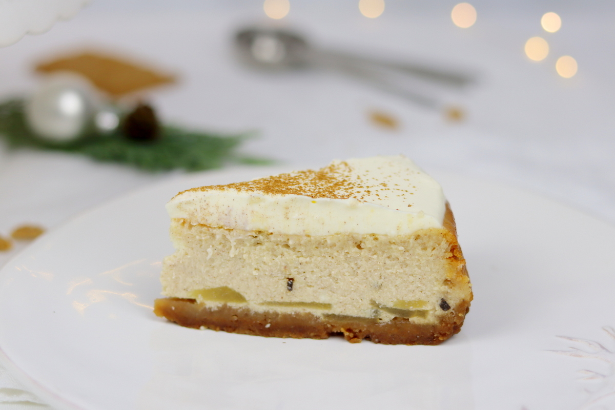 Rezept Kuchen: weihnachtlicher Apfel-Zimt-Cheesecake mit Spekulatiusboden