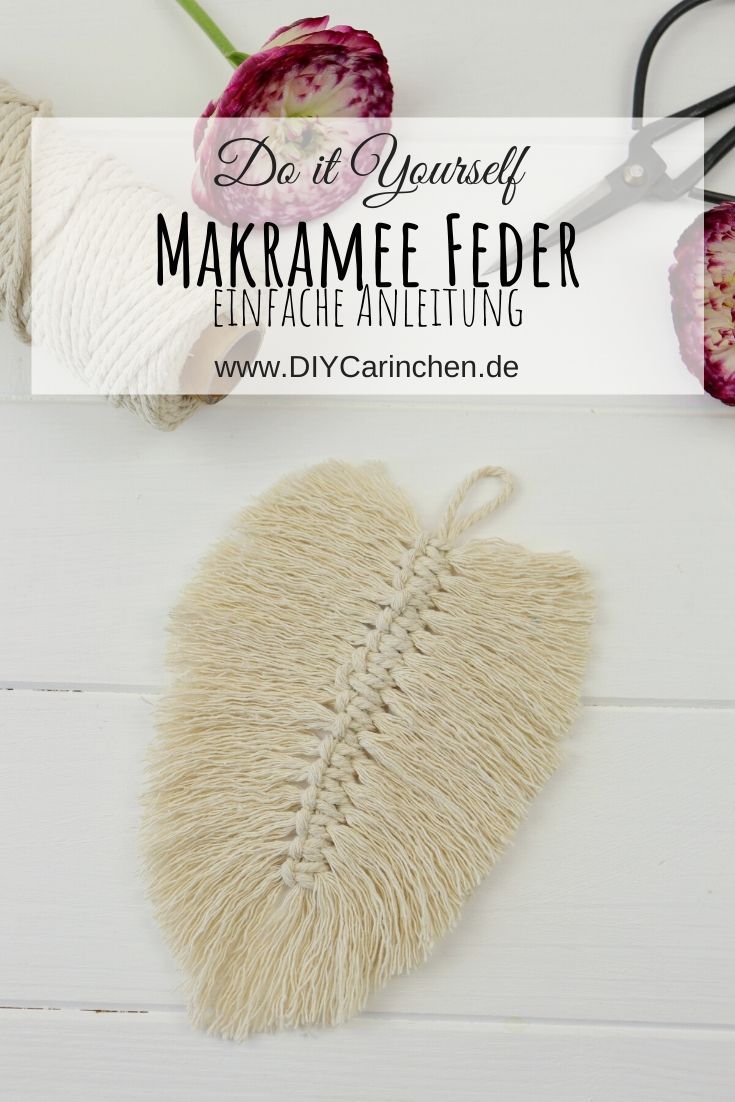 DIY - selbstgemachte Makramee Feder aus Makramee Garn