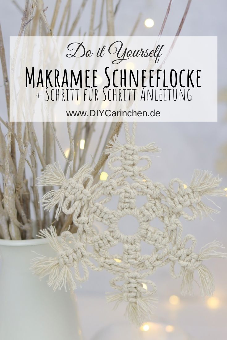DIY - selbstgeknüpfte Makramee Schneeflocke