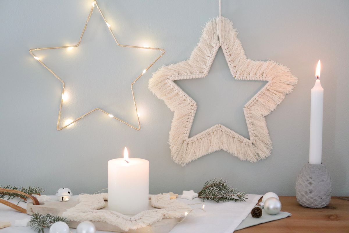 DIY Anleitung Makramee Stern zu Weihnachten knüpfen selber machen