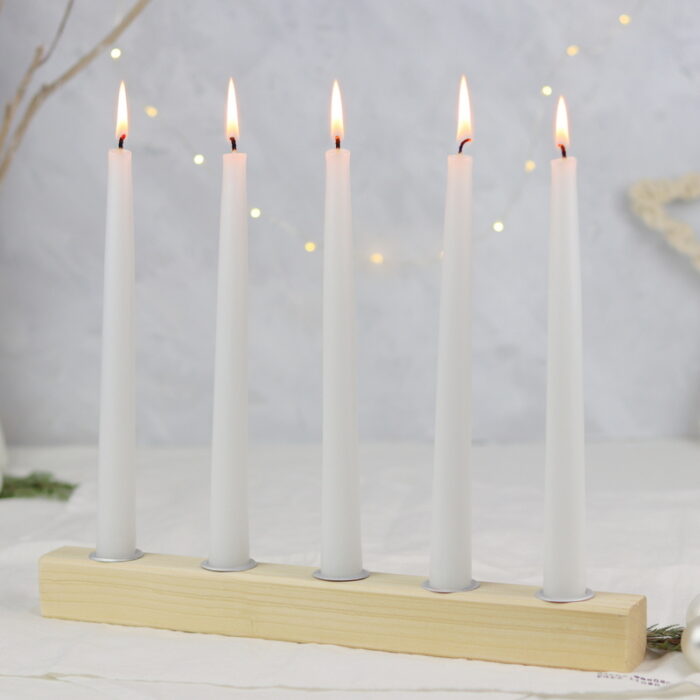 DIY - selbstgemachter Kerzenständer / Kerzenhalter aus Holz mit Stabkerzen